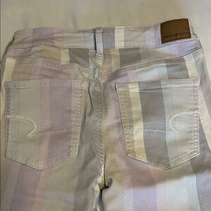 American Eagle Outfitters Women's Pastel Striped Hi Rise Jegging Crop Jeans